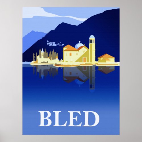 Bled lake water reflections poster