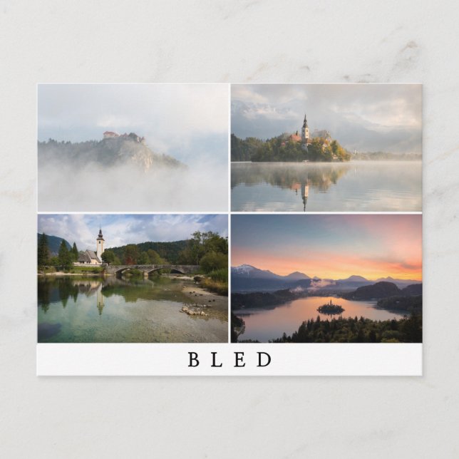 Bled landscapes photography in collage postcard (Front)