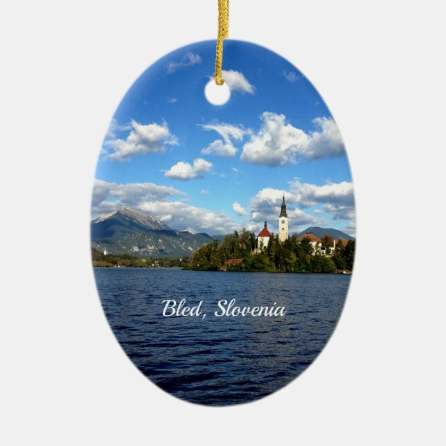 Bled, Slovenia--landscape photograph, Ceramic Ornament (Front)