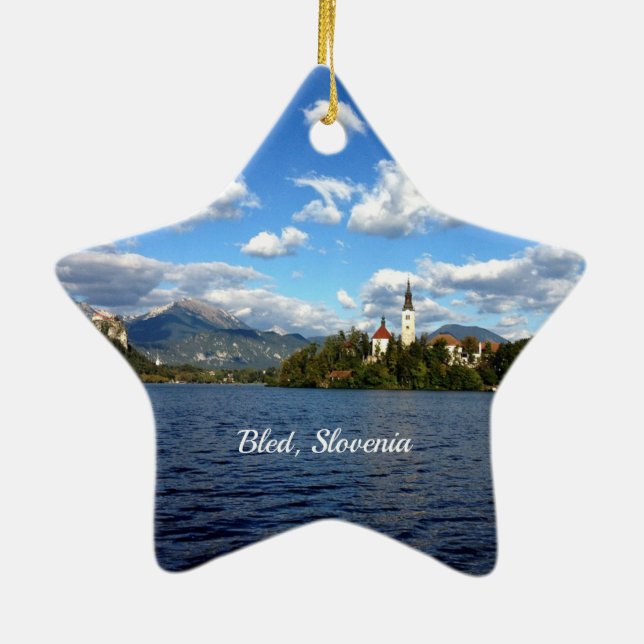 Bled, Slovenia--landscape photograph Ceramic Ornament (Back)