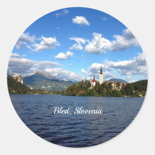 Bled Slovenia__landscape photograph Classic Round Sticker