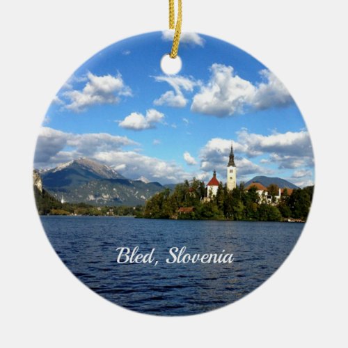 Bled Slovenia scenic photograph Ceramic Ornament