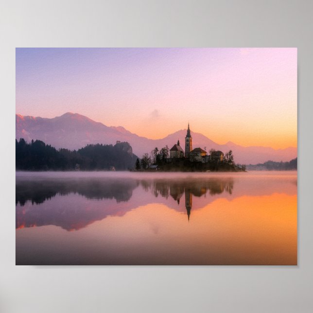 Bled Slovenia Sunset Poster (Front)