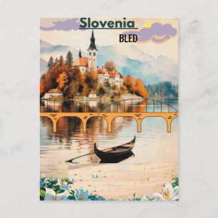 Bled Travel Postcard Slovenia Art, Blue Bled