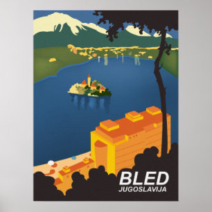 Bled, Yugoslavia, vintage travel Poster