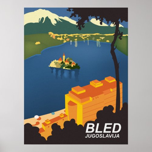 Bled Yugoslavia vintage travel Poster