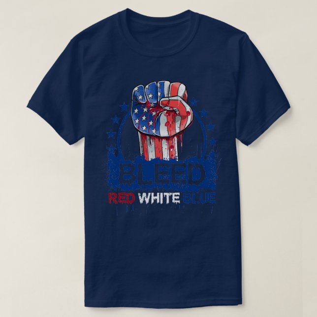 Bleed Red White Blue T-Shirt (Design Front)