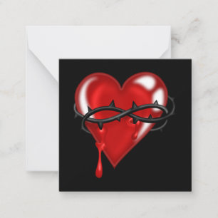 Bleeding Barbed Wire Heart Note Card