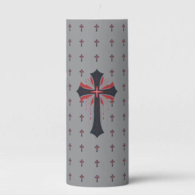 Bleeding Cross  Pillar Candle (Front)