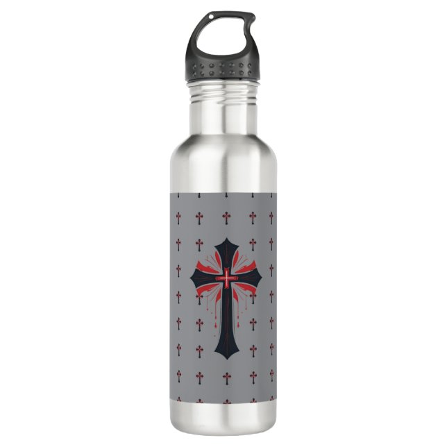 Bleeding Cross  Stainless Steel Water Bottle (Front)
