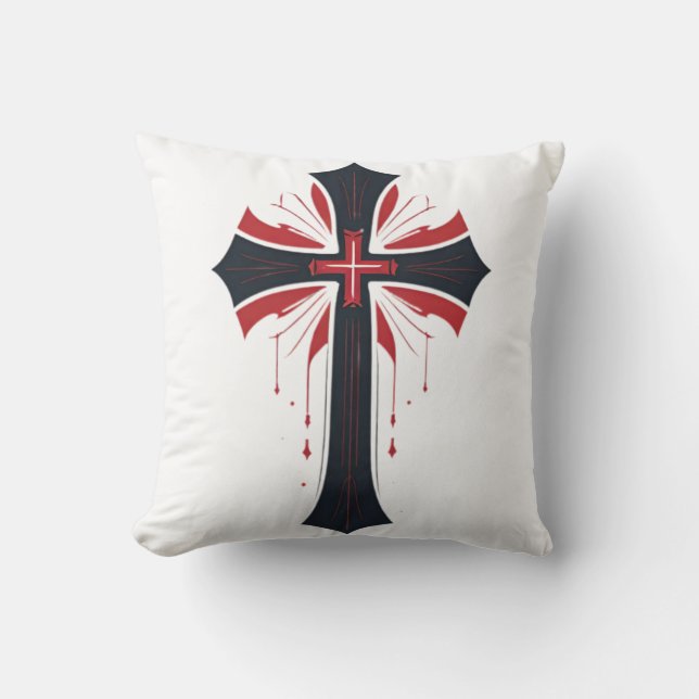 Bleeding Cross  Throw Pillow (Front)