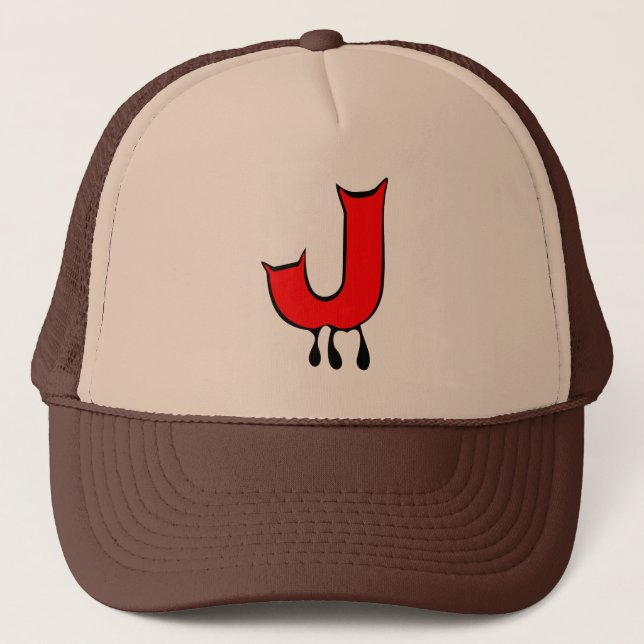 ╚»★Bleeding Devil's Teeth-Initial J Trucker Hat★«╝ Hat (Front)