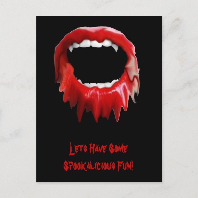Bleeding fangs-invite invitation postcard (Front)