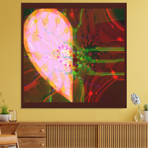 Bleeding Heart Abstract Art in Pink Green and Red Canvas Print