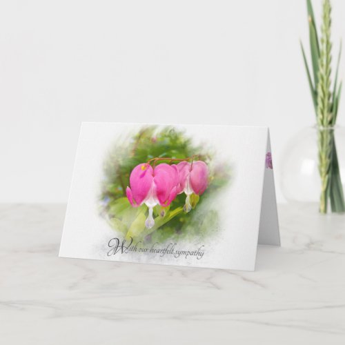 Bleeding heart flower sympathy card