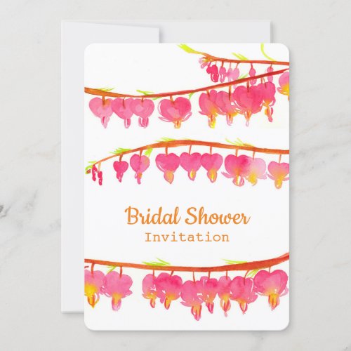 Bleeding Heart Flowers Bridal Shower Invitation