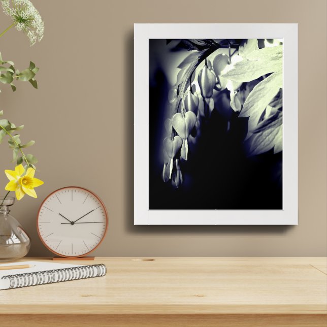 Bleeding Heart Flowers In Black And White Framed Framed Art (Table Top)