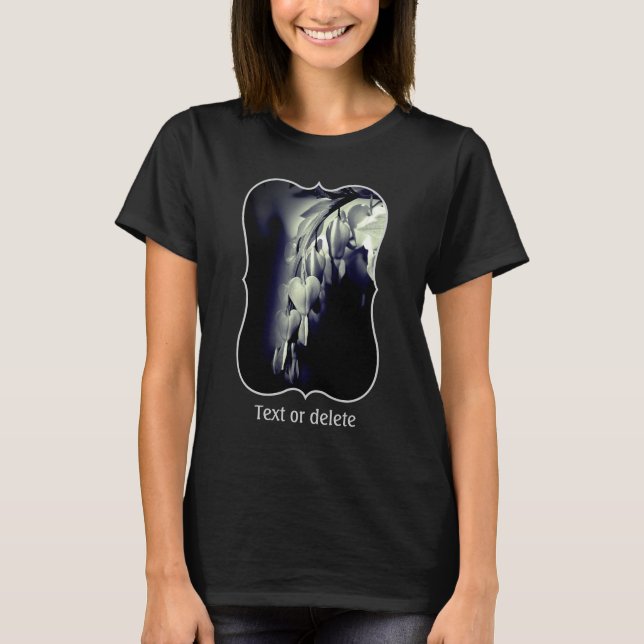 Bleeding Heart Flowers In Black And White  T-Shirt (Front)