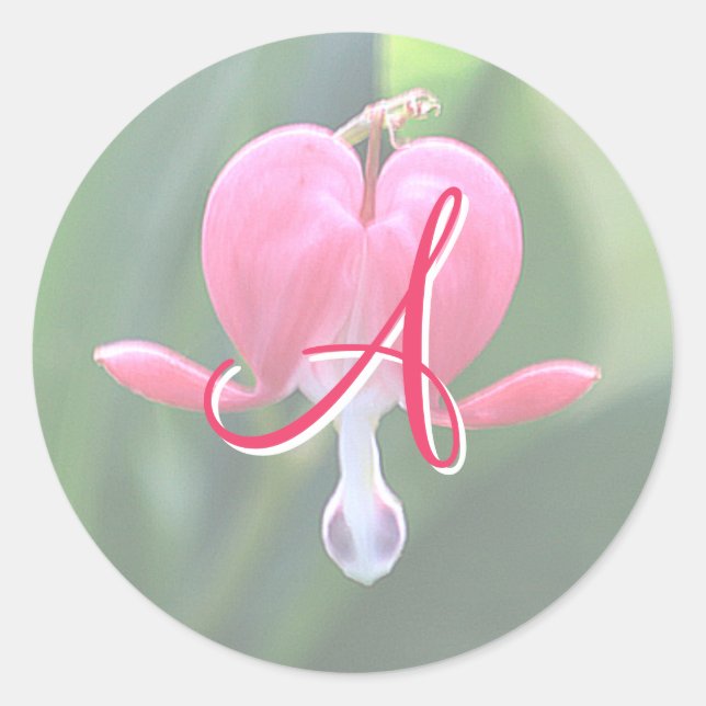 Bleeding Heart Flowers Monogram A Stickers (Front)
