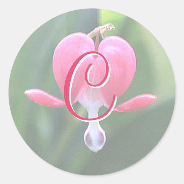 Bleeding Heart Flowers Monogram C Stickers (Front)