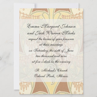 bleeding heart flowers vintage art nouveau pattern invitation