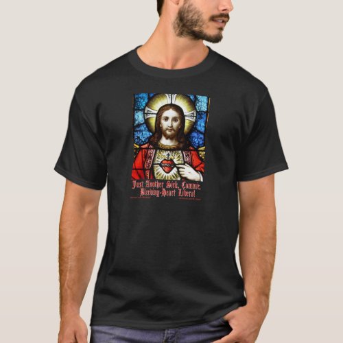 Bleeding Heart Liberal Jesus_ Dark Background T_Shirt