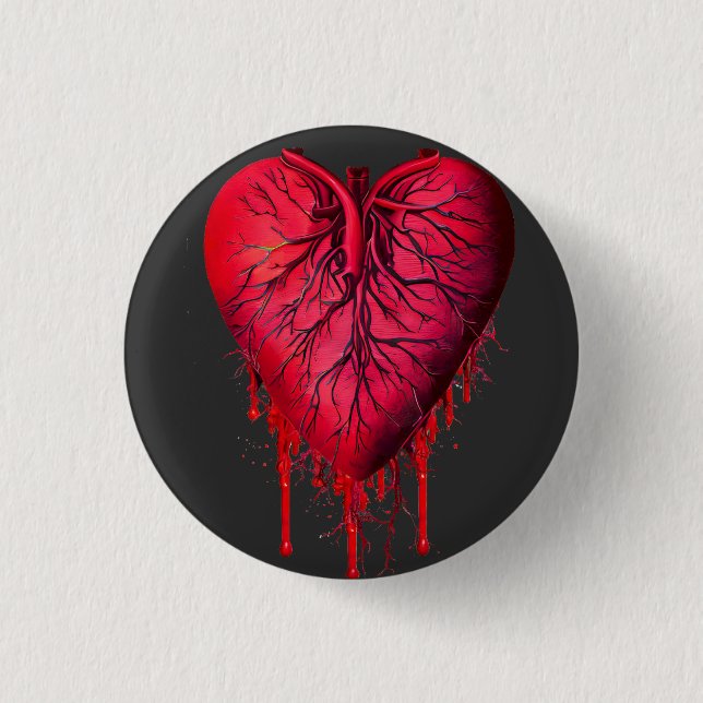 Bleeding Heart Love Heart break surreal Art  Button (Front)