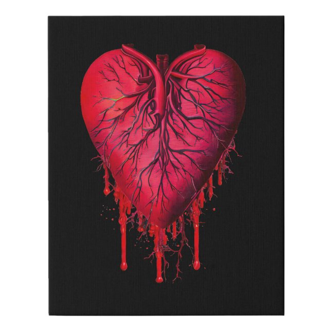 Bleeding Heart Love Heart break surreal Art Faux Canvas Print (Front)