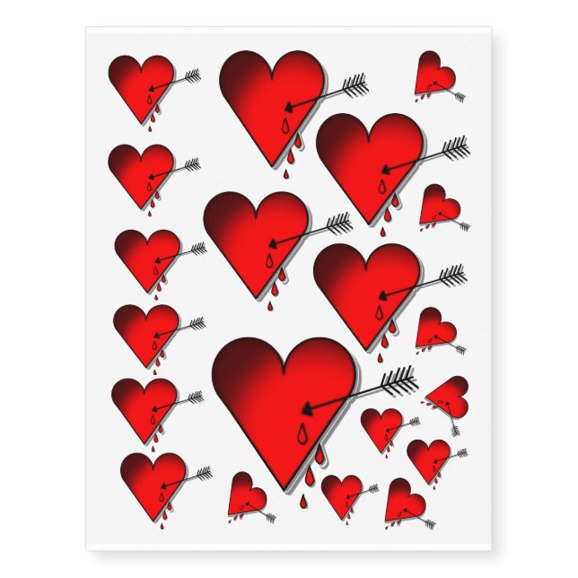 Bleeding heart temp tattoos (Front)
