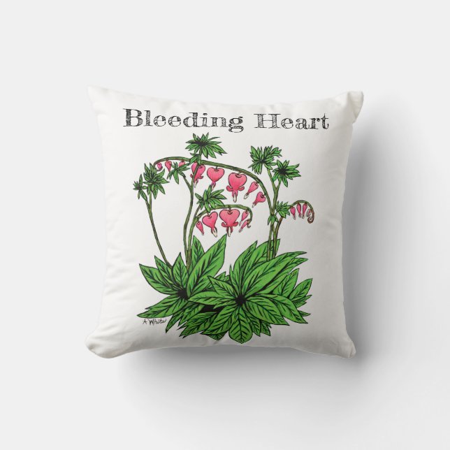 Bleeding Heart Throw Pillow (Front)