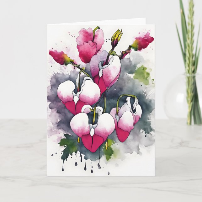 Bleeding Heart - Watercolor flowers Card (Front)