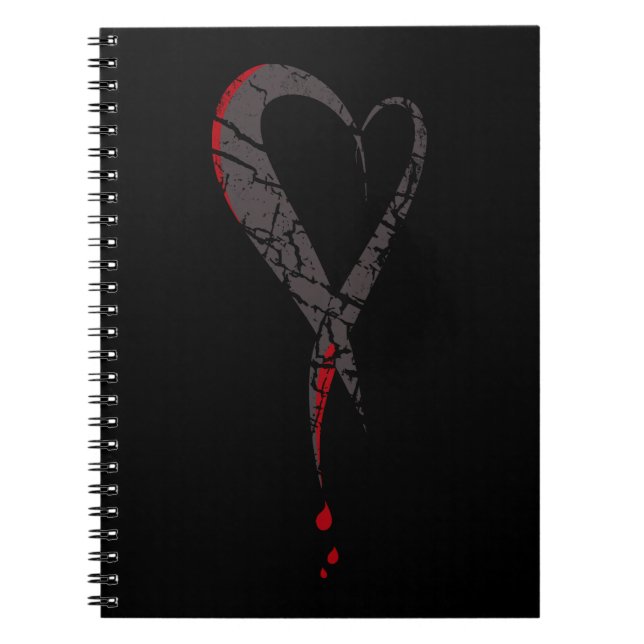 Bleeding heart. Wounded sad heart. Darkness. Notebook (Front)