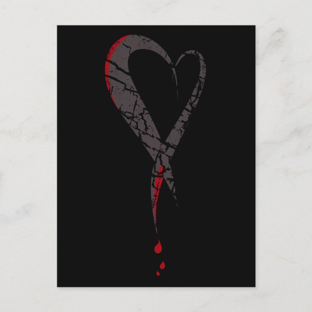 Bleeding heart. Wounded sad heart. Darkness. Postcard (Front)