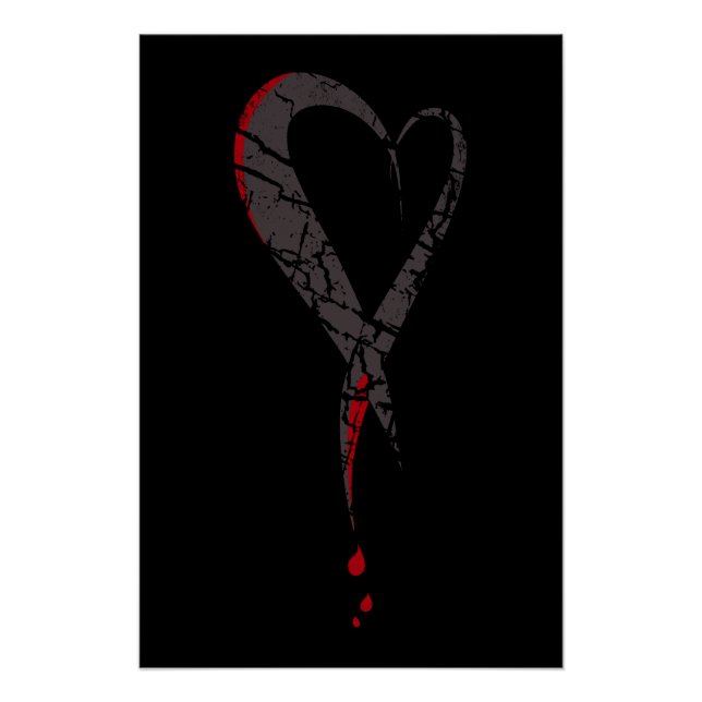 Bleeding heart. Wounded sad heart. Darkness. Poster (Front)