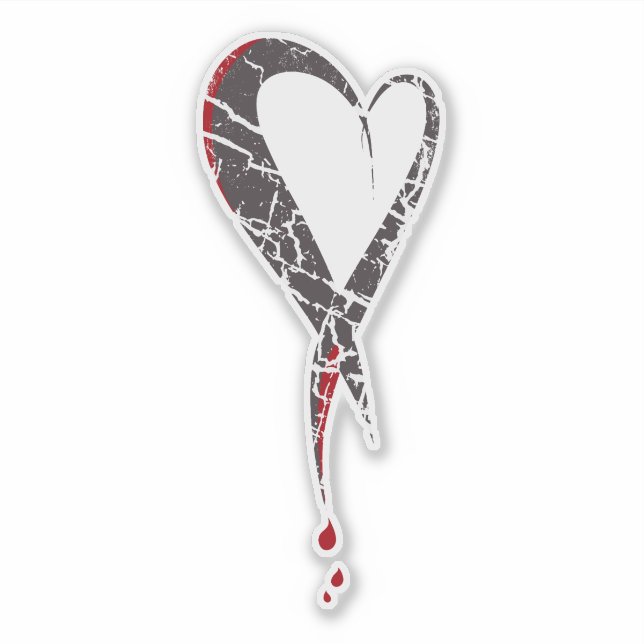 Bleeding heart. Wounded sad heart. Darkness. Sticker (Front)