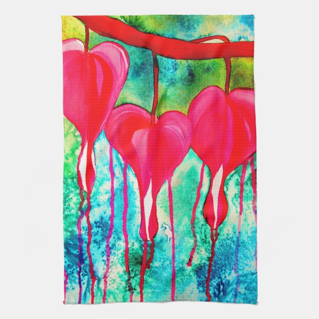 Bleeding Hearts flowers art Kitchen Towel (Vertical)
