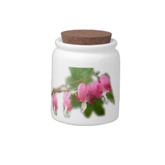 Bleeding hearts flowers ceramic jar