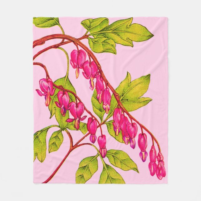 bleeding hearts flowers fleece blanket (Front)