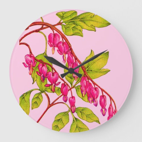 bleeding hearts flowers large clock