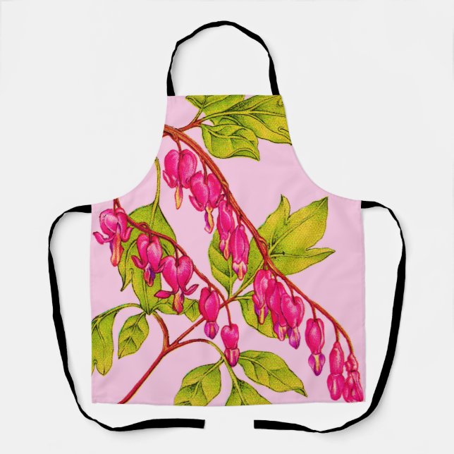 bleeding hearts flowers print apron (Front)