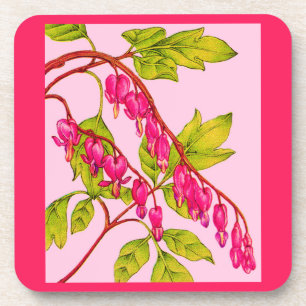 bleeding hearts flowers print beverage coaster