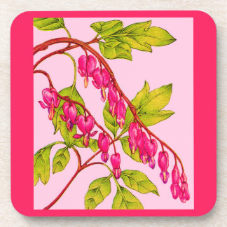 bleeding hearts flowers print beverage coaster