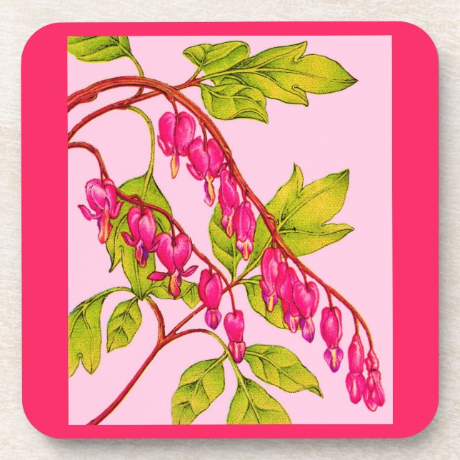 bleeding hearts flowers print beverage coaster (Front)