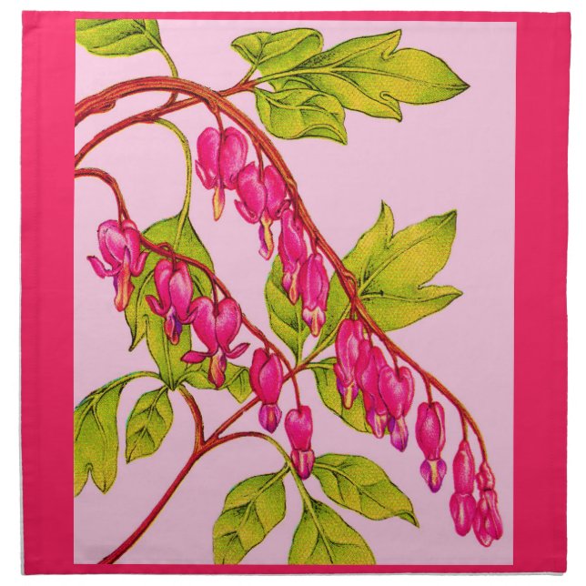 bleeding hearts flowers print cloth napkin (Front)