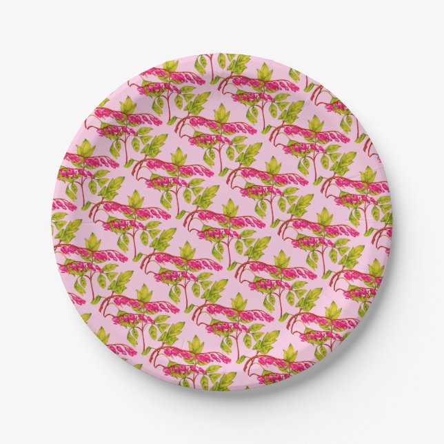 bleeding hearts flowers print paper plates (Front)