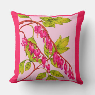 bleeding hearts flowers print throw pillow