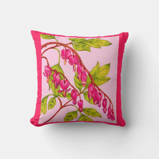 bleeding hearts flowers print throw pillow