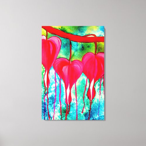 Bleeding Hearts Watercolor abstract Canvas Print