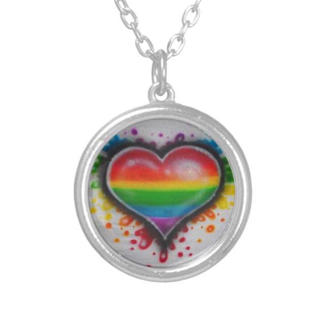 Bleeding Love Rainbow Neclace Silver Plated Necklace (Front)