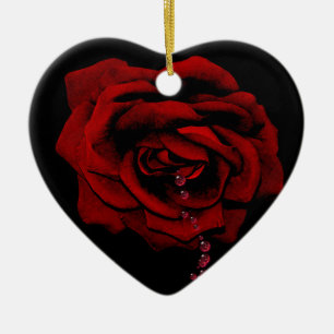 Bleeding Rose Ceramic Ornament